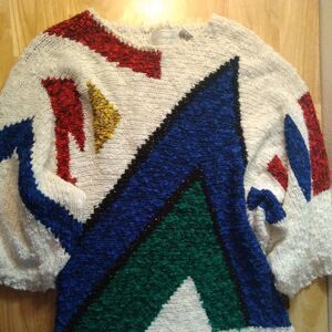 Vintage Margules Abstract Geometric Color Block Knit Sweater